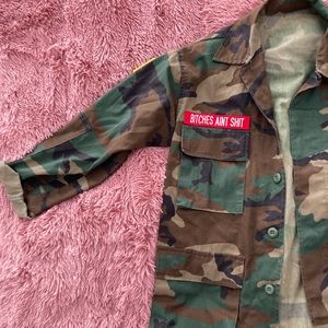 “Bitches Ain’t Shit” Oversized Camo Jacket